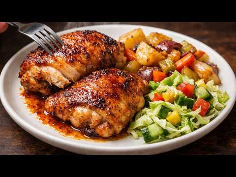 Wahnsinnig saftige Hähnchenschenkel (aus dem Ofen, knusprige Haut)