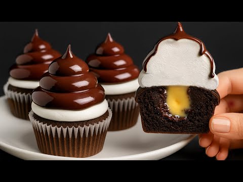 Einfache Schoko-Cupcakes mit Cremefüllung – jeder kann’s backen