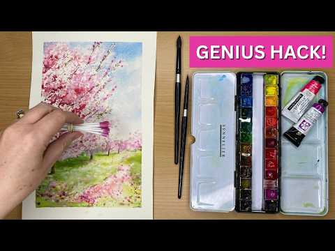 Genius Watercolor Hack To Paint Blossom Trees