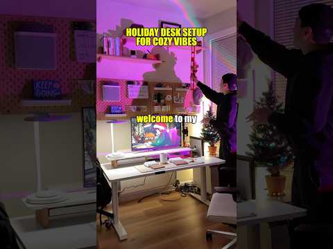 a cozy holiday desk setup for working from home