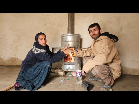 The beautiful mountain of the life of Davud and Akram, bringing firewood