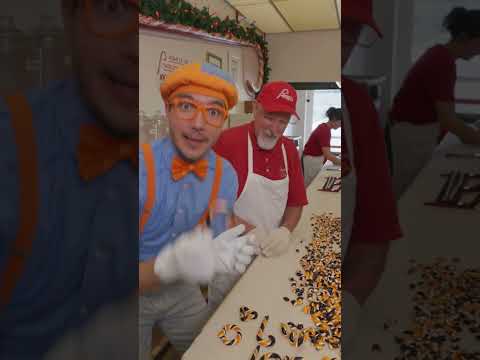 Making Delicious Holiday Candy Canes with Blippi #Shorts