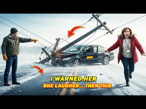 HOA Karen Mocked My Icy Road Warning — Then Screamed When Her Car Slid Into a Power Pole