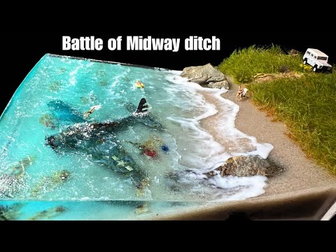 DIORAMA WW2 Battle of Midway ditch beach crash full build tutorial epoxy resin SBD Dauntless model