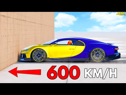 Bugatti Chiron vs Wall at 600 KM/H | BeamNG.drive Ultra-Realistic Crash Simulation