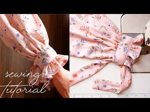 How To Sew Tied Cuff Ruffle Sleeve | Women's Sleeve sewing technique tutorial | Thuy Sewing