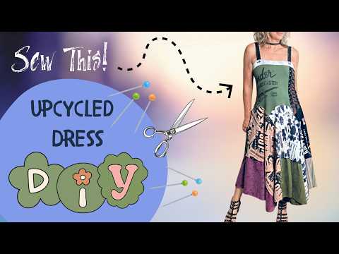 DIY Edgy Upcycled Dress - Transform Old T Shirts & Fabrics into Street Style Fashion