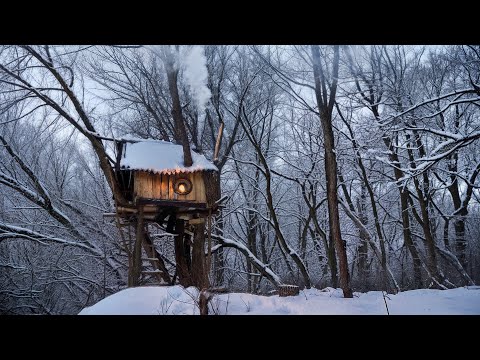 Strange TREE HOUSE Saved me from FROSTBITE on a Cold Night