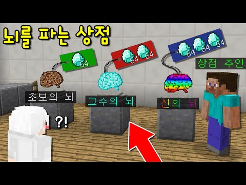 '특별한 뇌'를 파는 상점 발견! 초보의 뇌,고수의 뇌,신의 뇌! 뇌를 바꿔 끼면 엄청난 일이..? [마인크래프트]