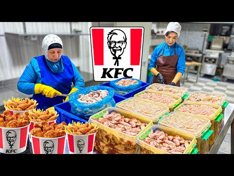 KFC Cooked in Uzbek NATIONAL Style. KITCHEN That Feed The Whole City. Very Crispy and Tasty.