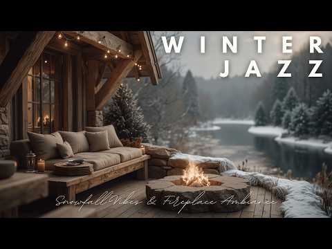 Cozy Cabin Jazz for Winter Evenings | Snowfall Vibes & Fireplace Ambiance