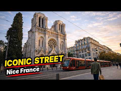 Avenue Jean Médecin Walk | Nice France 4K | Notre-Dame de l’Assomption to Place Masséna (Real Time)