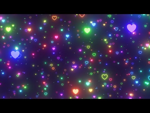 Flying In Field Of Dreamy Neon Vibrant Colorful Rainbow Love Hearts 4K Background VJ Video Effect
