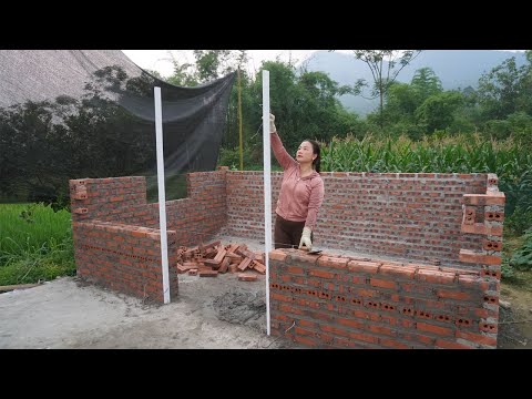 Laying solid red brick wall building process / How to building a house