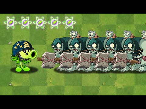 PVZ 2 Challenge - 1 Plant with 5 Plant Food vs 5 Gargantuar Zombies