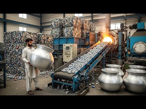 Most Amazing Process of Recycling Aluminium Scraps into New Largest Cooking Pots 