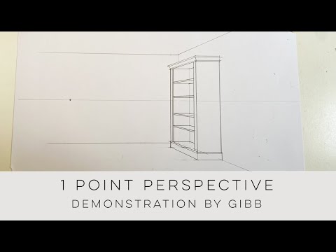 How to draw a bookcase using 1 pt perspective for the beginner
