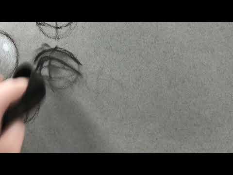 Drawing An Eye On Gray Toned Paper W/ Charcoal