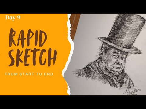 Rapid sketch with charcoal || Day 9 