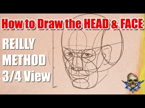 How to Draw the HEAD and FACE - REILLY METHOD  3/4 View - Art Tutorial
