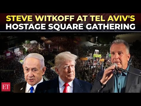 Boo for Netanyahu, thank you for Trump as Steve Witkoff speaks at Hostages Square