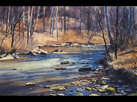 Painting a sunlit stream in watercolor