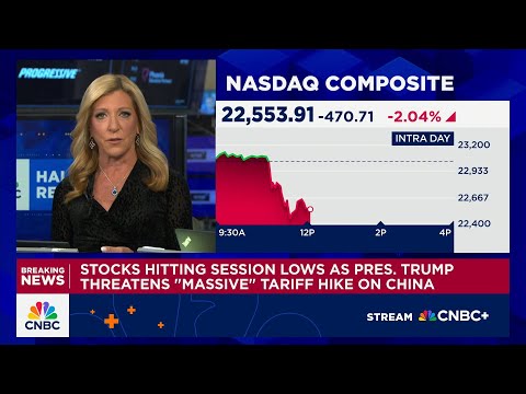 Stocks hit session lows as President Trump threatens 'massive' tariff hike on China