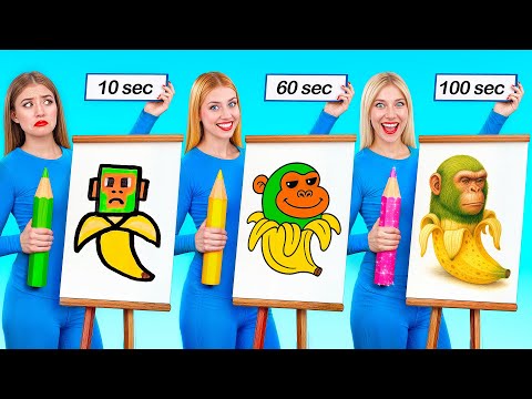10 Sekundi vs 60 Sekundi vs 100 Sekundi Draving Izazov | Smešni Trenuci Super Hyper DO