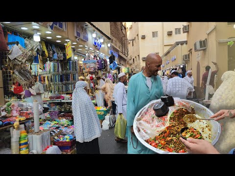 Street food in Ramadan and my way to the Grand Mosque from Ibrahim Al-Khalil Street