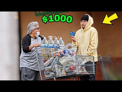 Asking Strangers For FOOD, Then Paying For Their ENTIRE GROCERIES!!