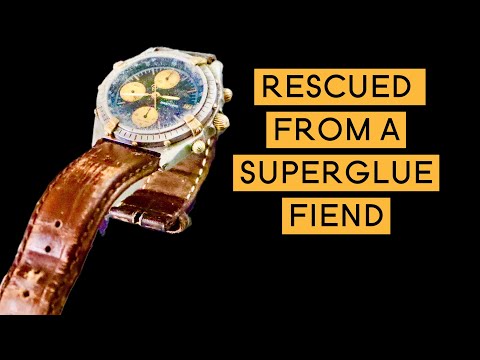 FIXED WITH GLUE - first edition Breitling chronograph watch chronomat restoration