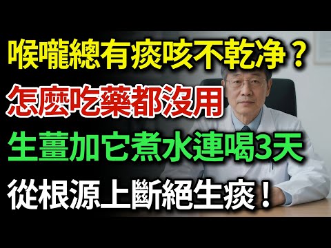 喉嚨總有痰咳不淨？根源不在肺！老中醫公開：生薑加它一起煮水喝，排出身體裡的陳年老痰，從根源上斷絕生痰！|健康Talks|化痰|止咳|祛痰濕|脾虛