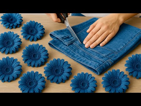 Turn Old Denim into Beautiful Gerbera Flowers – Step by Step Tutorial