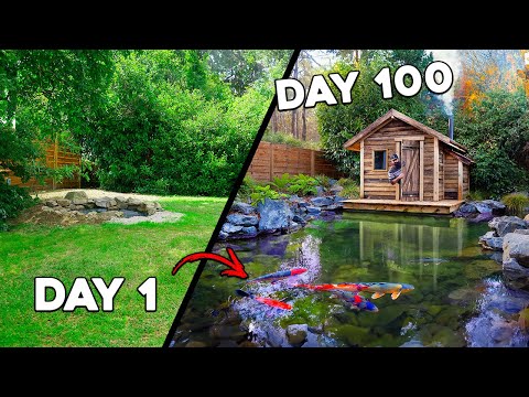 Building TINY WARM HOUSE with FISH POND in my Backyard | In 100 DAYS