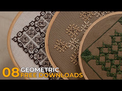 8 Stunning Geometric Hand Embroidery Patterns | Beginner Friendly Designs with Free Downloads