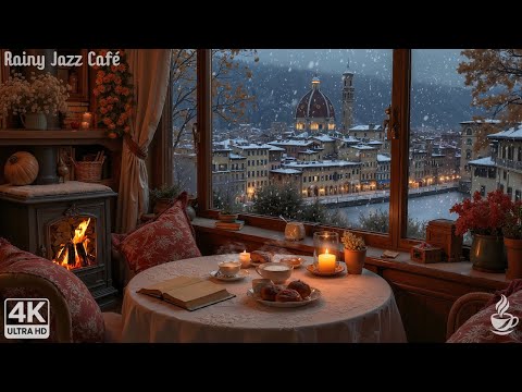 Warm Jazz for Winter Blues 🧣 Cozy Coffee Shop & Fireplace Sound | Healing Music