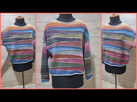 Джемпер  оверсайз со спущенным плечом на любой вязальной машине