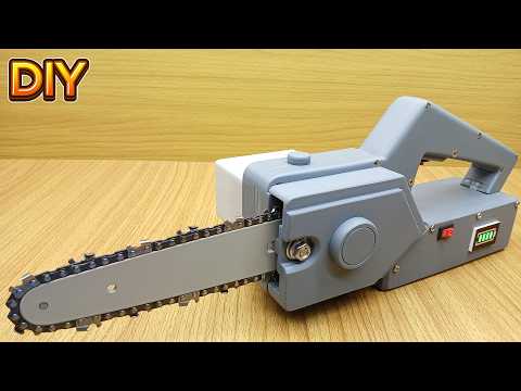 Homemade battery-powered chainsaw made from PVC plastic