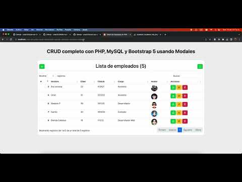 𝗖𝗥𝗨𝗗 𝗰𝗼𝗺𝗽𝗹𝗲𝘁𝗼 𝗰𝗼𝗻 𝗣𝗛𝗣, 𝗠𝘆𝗦𝗤𝗟 𝘆 𝗕𝗼𝗼𝘁𝘀𝘁𝗿𝗮𝗽 𝟱 𝘂𝘀𝗮𝗻𝗱𝗼 𝗠𝗼𝗱𝗮𝗹𝗲𝘀 (Create, Read, Update and Delete)