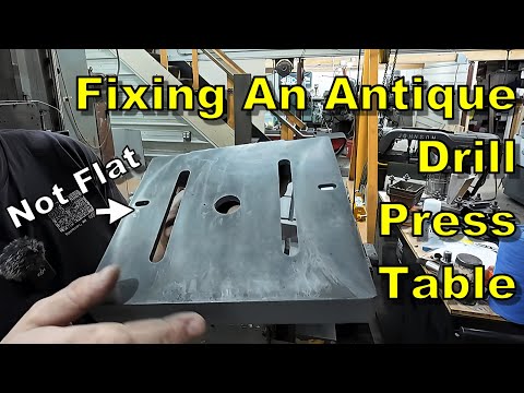 Saving A 1930s Drill Press Table | Surfacing Cast Iron Machine Parts | Manual Machining