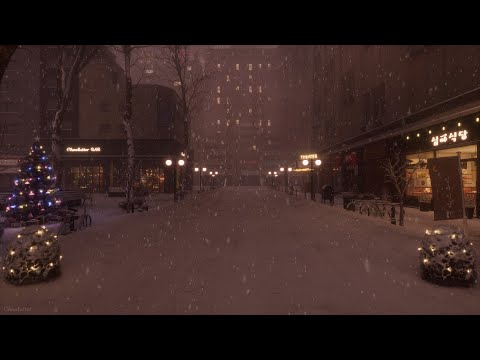 Nostalgic Quiet Winter Night Street | Sounds of Falling Snow, White Noise