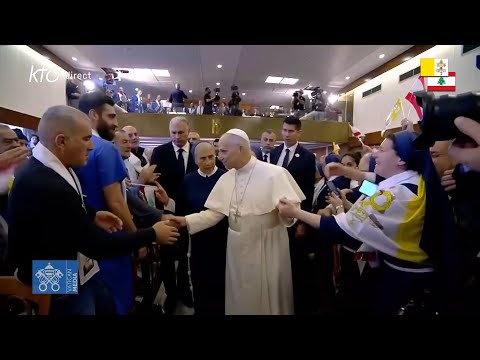 Visite du pape Léon XIV à l'hôpital de la Croix à Jal el Dib (Liban)
