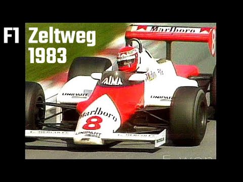 Formel 1 Zeltweg 1983 René Arnoux Ferrari 2. Platz hinter Alain Prost Renault Heinz Prüller ORF