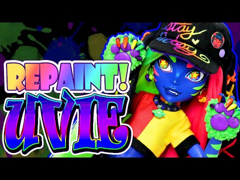Repaint! Uvie the Dark Rainbow Doll🖤🌈 Custom Made Monster High Doll