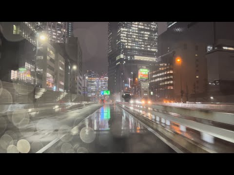 [ Driving Japan ] Tokyo City Highway Rainy. Relax sleep while watching the rain illuminations.　首都高　雨