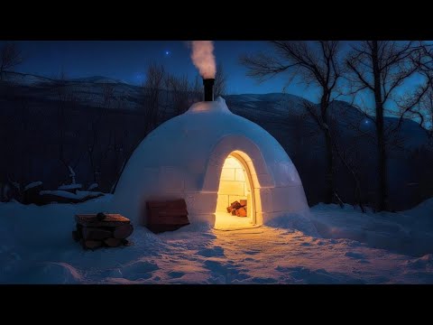 Igloo Bushcraft: Extreme Winter Survival! Solo Snow Shelter Build & Freezing Night in the Wild 🏔️❄️