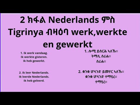 2 ክፋል Nederlands ምስ Tigrinya ብዛዖባ werk, werkte en gewerkt