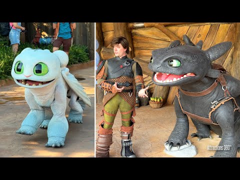 Amazing Toothless Meet & Greet & CUTE Little Dragon at Epic Universe Theme Park