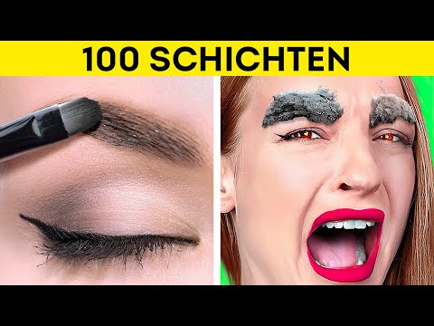 100 SCHICHTEN CHALLENGE || 100 Schichten an Essen, Schminke, Kleider, Klopapier von 123 GO! GOLD