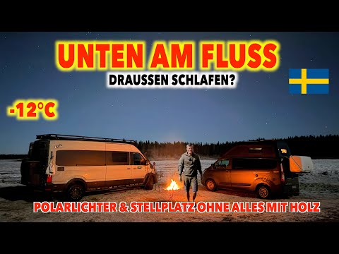 #1288 UNTERLAGERFEUERT! DIE LÖSUNG! DRAUSSEN SCHLAFEN BEI -12°C? Polarlicht & Stellplatz Schweden